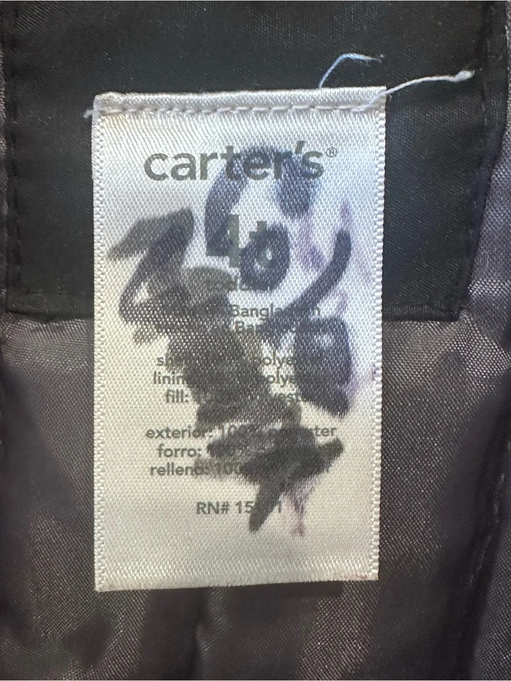 Carter’s Black Snow Bibs Toddler Winter Snow Pants Ski Waterproof Insulated 4T